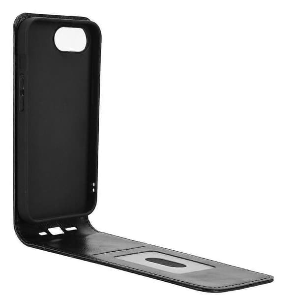 Magnetiskt vertikalt flip-läderfodral för iPhone 16e Black