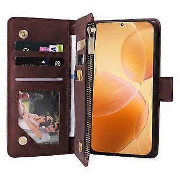 Til Xiaomi 14T Pro Etui Lynlås Pung Flere Kortpladser Læder Telefon Etui (Style C)