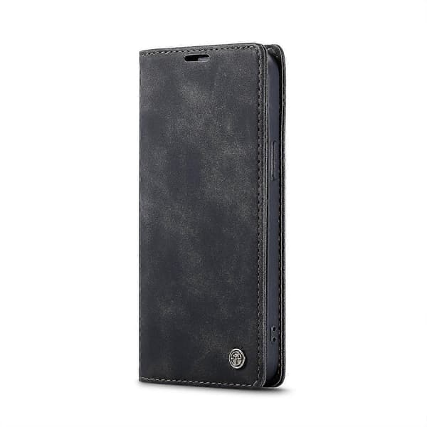 För iPhone 16e Plånboksfodral Caseme 013-serien PU-läder Telefonfodral Stativ Black