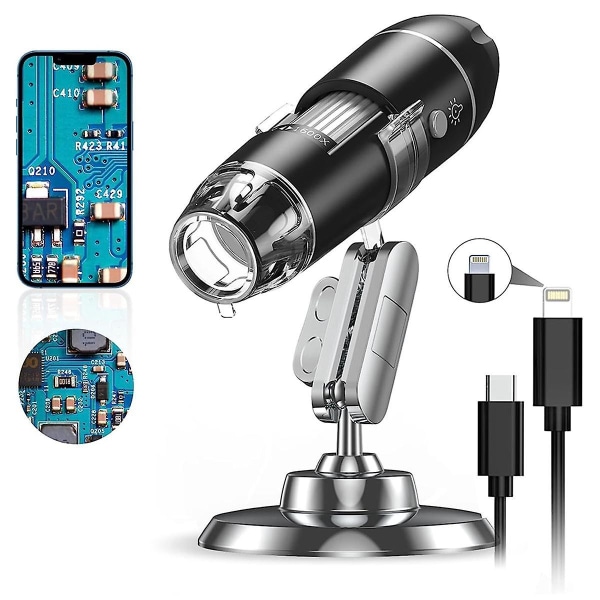 Digitaalinen mikroskooppikamera, kädessä pidettävä USB 1440p HD -tarkastuskamera 50x-1600x suurennuksella kannettavat taskumikroskoopit