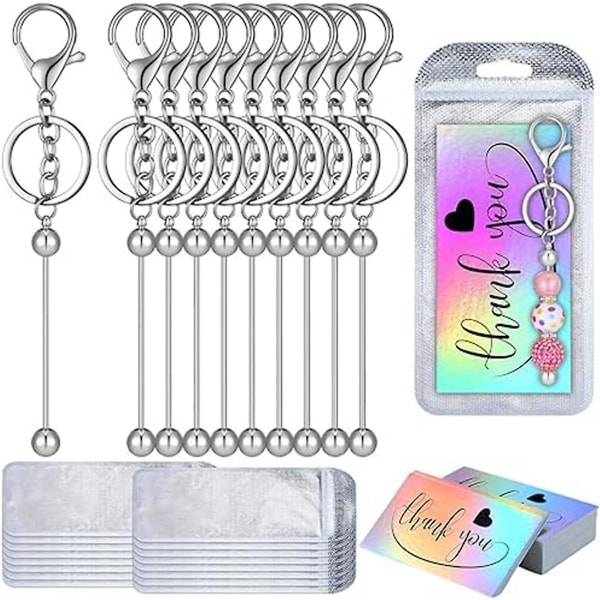 Diy Key Chain Supplies Including Beaded Key Chains Resealable Bags Holographic Thank You Cards Diycrafts Jewelry Making