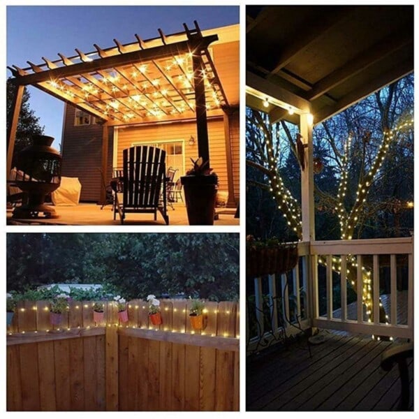 Solarslinga LED 10m 100 Lampor gul yellow