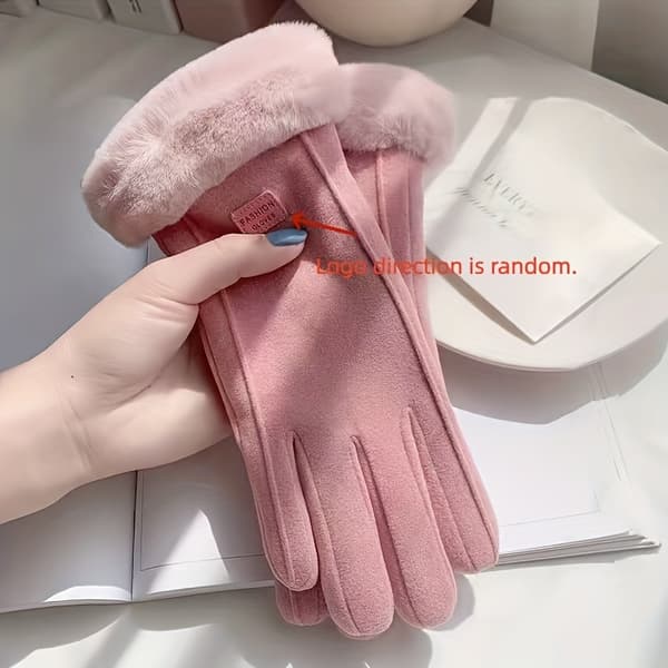 Vinterhandsker til damer, fortykkede, touchscreen-kompatible, 4 farver 【Svart】