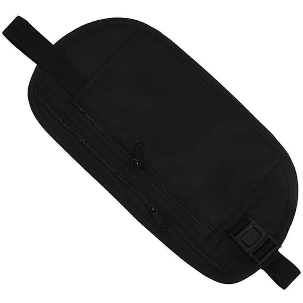 3X Midjeväska för Pass Pengabälte Väska Dold Säkerhetsplånbok Svart One size