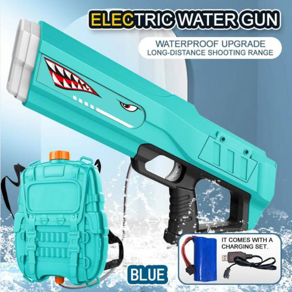 Elektriske vannpistoler 2500CC høykapasitets automatiske vannsprutpistoler for barn Voksne, sprutpistolleker opp til 30 fot rekkevidde Blue