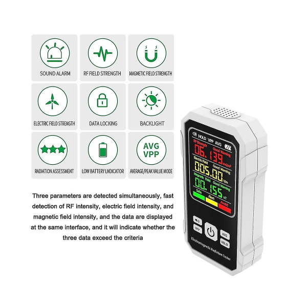 Elektromagnetisk Strålingsdetektor Elektrisk Magnetisk Felt Tester Meter RF Styrke Detektor Enhed