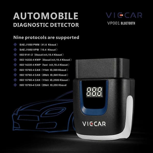 Viecar VP001 Bil Mini OBD Feildetektor V2.2 Bluetooth Diagnostisk Verktøy Not Specified
