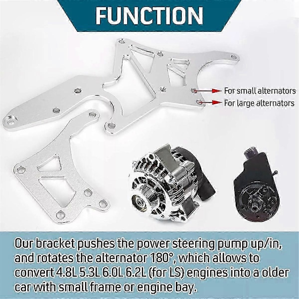 Fits for LS Engine Serpentine Bracket Alternator Power Steering Pump Swap Conversion
