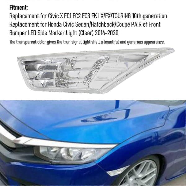Klar blinkerslins för 2016-2020 Honda Civic vänster sida
