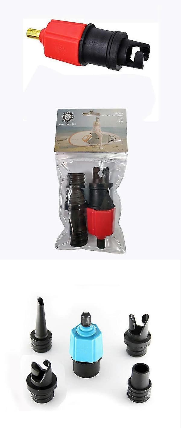 Uppblåsbar SUP-Pump Adaptor Kompressor Luftventil Konverterare Med 4 Luftventilmunstycken Red