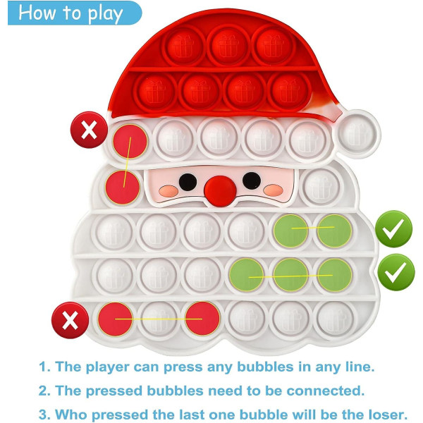 Julepop Bubble Fidget sanselegetøj, julemandssqueeze sanselegetøj, julegave til børn, stresslindring og angstdæmpende værktøj til børn og voksne