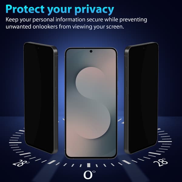 2-pack compatible with Samsung S25 FE Privacy Screen Protector - Tempered Glass 9H - Super Quality 3D