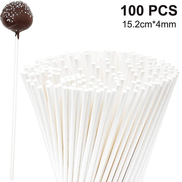 100 stk Lollipop Sticks, Marshmallow Sticks, Food Safety Creative Multi-funksjon Lollipop Sucker Sticks 152*4mm"
