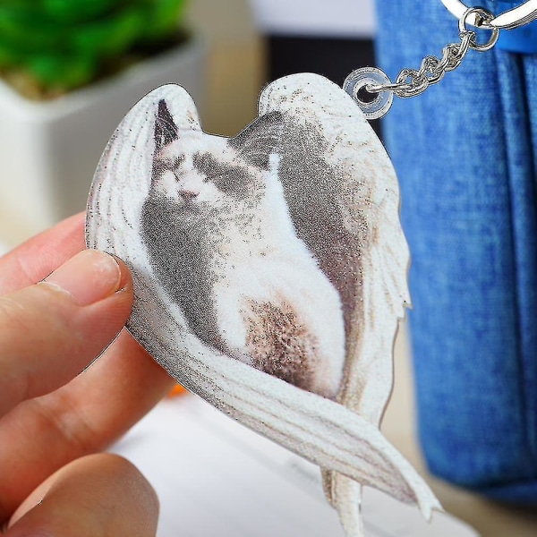 Hængende Ornament Nøglering Sød Sovende Angel Dog Wing Pendant Hundegave Husky