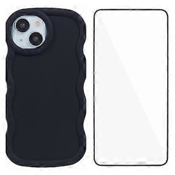 WANLONFENG XL-serien för iPhone 14 Skal Vågkant TPU-skydd med Härdat Glasfilm (Stil A)