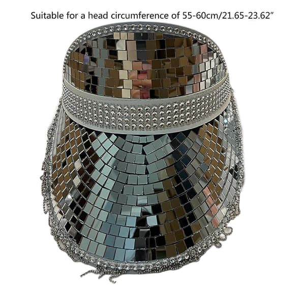 Glitter Visirhat Spejlet Diskokugle til Disko Hus Cocktailfester Ferie Glimrende Spejlet til Komiker Skuespiller Silver