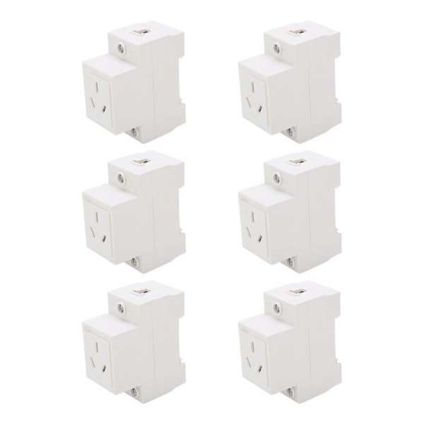 6 st Modular Socket Guide Rail Power Socket 3 Hole 250V Industrial Power Socket for Electrical Appliance AC30‑103 10A