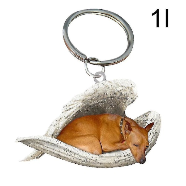 Hengende Ornament Nøkkelring Søt Sovende Engel Hund Ving Pendant Hund Gave Yellow Dog