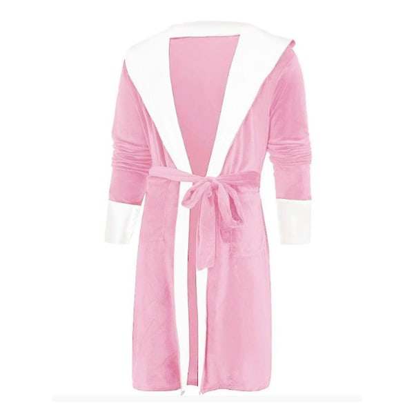 Kvinder Sherpa fleece badekåbe Blød morgenkåbe hætte fluffy towling badekåbe høj kvalitet Pink XL
