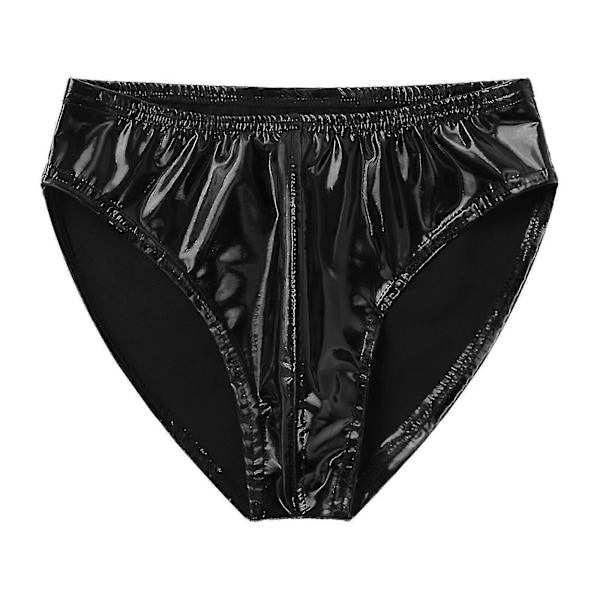 Herr Wet Look Lackläder Kalsonger Underkläder Elastiskt Midjeband Trosor För Klubb Pole Dancing Black A M