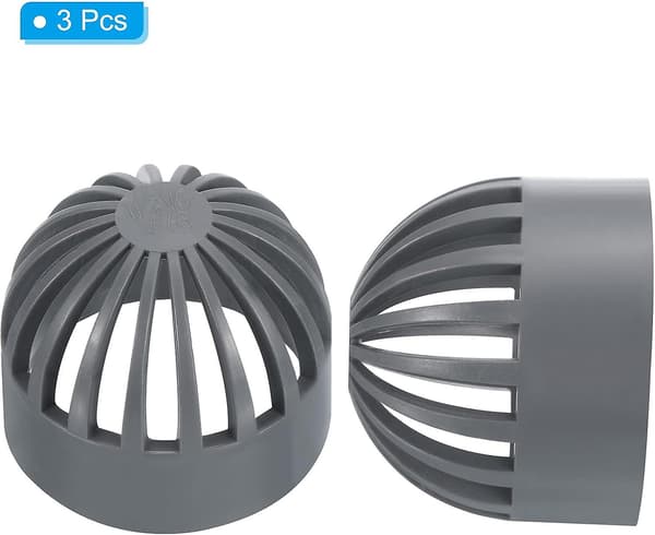 2 tum (ca 5,1 cm) Atrium Avloppsgallerlock, 3-pack Runt Utomhus UPVC Avloppsrörsadapter för Dräneringssystem, Grå