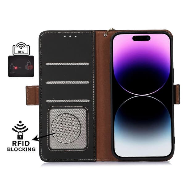 Til Nokia XR21 Læder Magnetisk RFID Læder Telefoncover Black