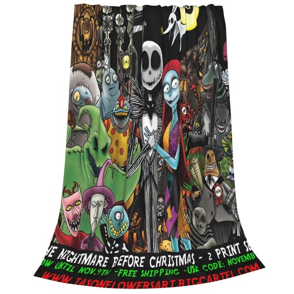 The Nightmare Before Christmas Teppe Seng Rom Dekor Flanelltepper For Seng Sofa 100x75 cm