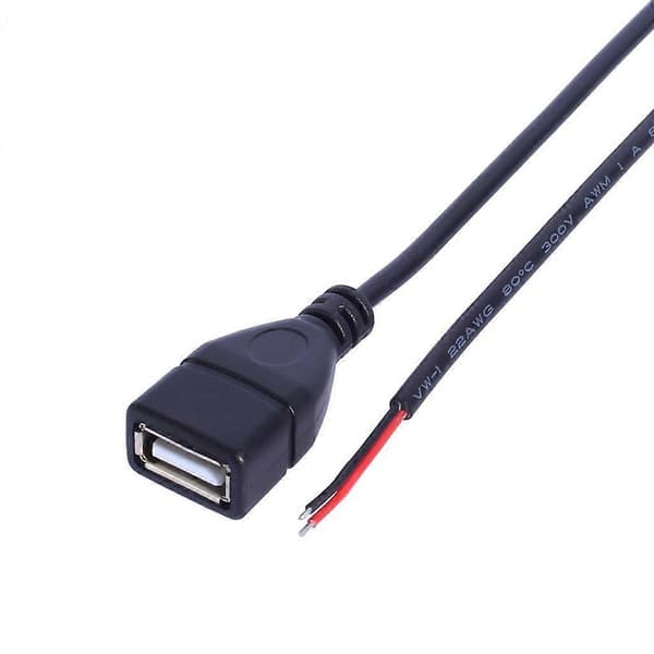 USB til 2-pinners åpen ledning USB hann 2-pinners pigtail strømledning erstatning Female head