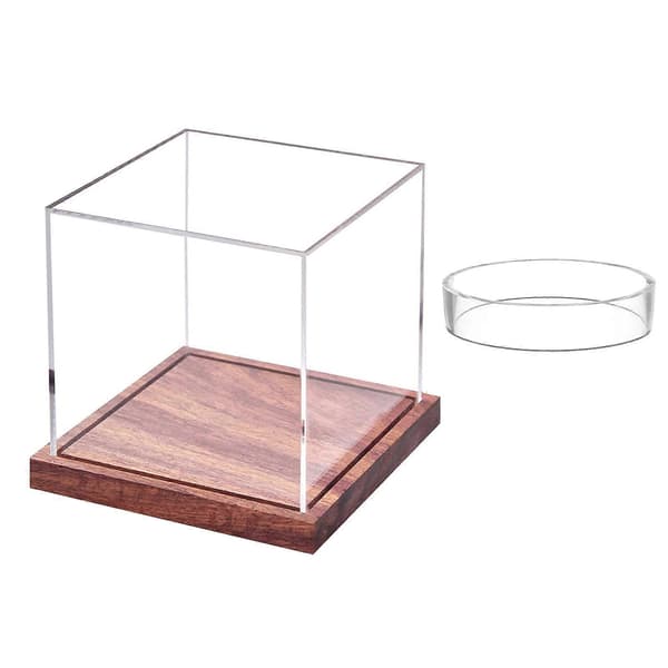 Baseball Display Case Akrylstander med Massiv Træbase Display Cubes Boks til Enkelt Bold Signaturbeskyttelse 1 pack