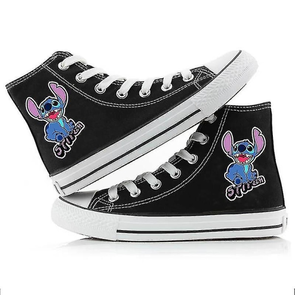 Disney Cartoon Stitch New Couple korkeat kangaskengät pojille ja tytöille Black 3 37