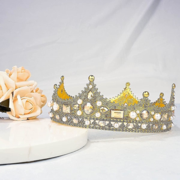 Gold King Crown For Men, Prince Birthday Crowns, Cosplay Royal Crown Prom Halloween