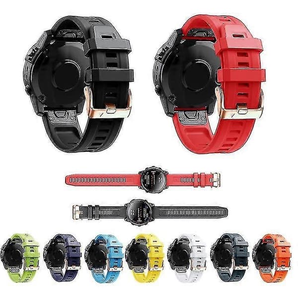 Til Garmin Fenix 6s Pro 20mm Rosaguld Spænde Silikone Urrem Black