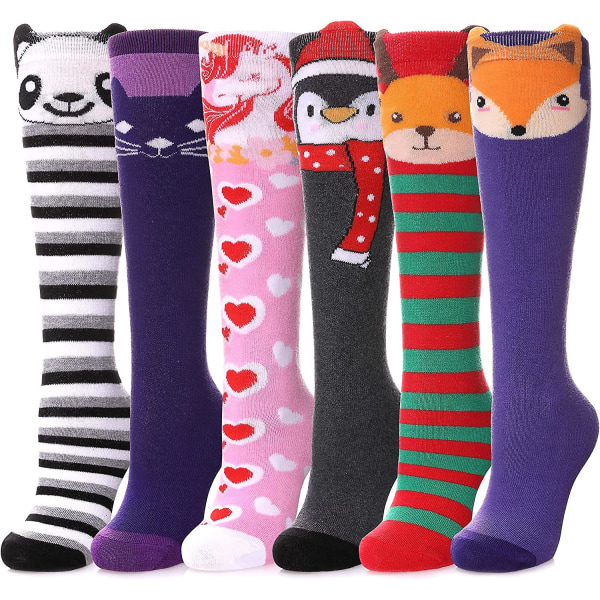 Høye Strømper for Jenter 3-12 År, Søte, Gale og Morsomme Dyreprint, Lange Støvletter Fun Animal Socks 03