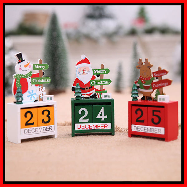 Julepynt trækalender, mini bordpynt, børnelegetøj, julegaver, juletræ