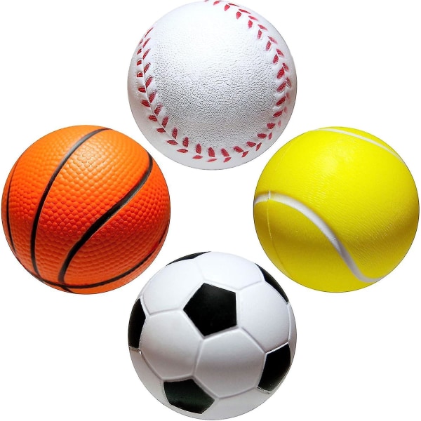 Stressball i sportsballdesign, 6,35 cm stressball med forskjellige hardhetsnivåer, stressavlastning, ideell som en liten gave til kontoret eller barnet