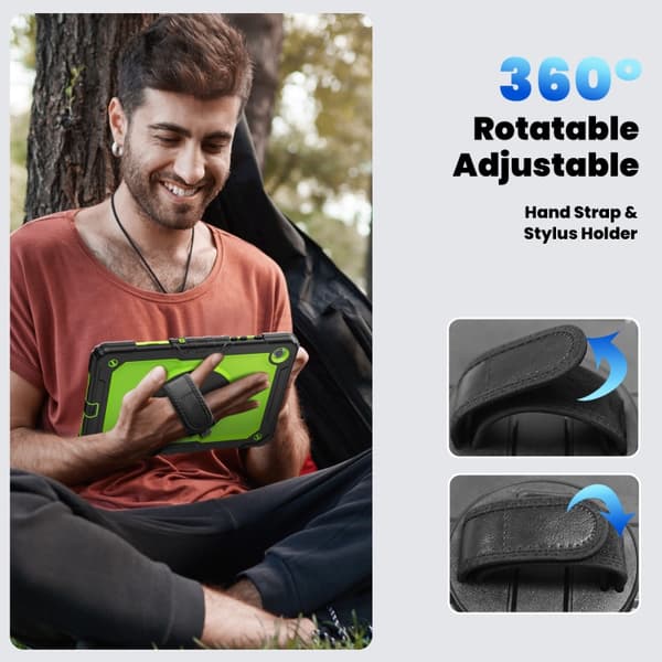 Samsung Galaxy Tab A9+ / A11+ Silicone + PC Case with Shoulder Strap Svart+Gul Grön