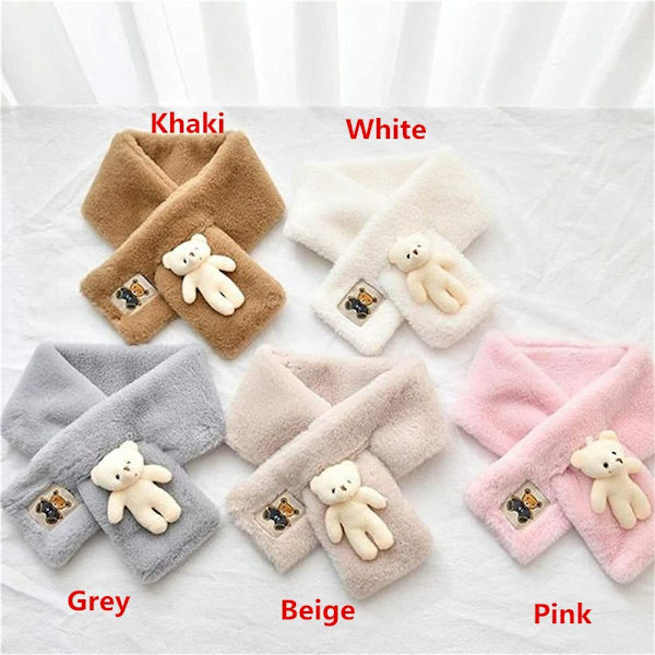 Plushhalsduk för kvinnor med söt björn Beige