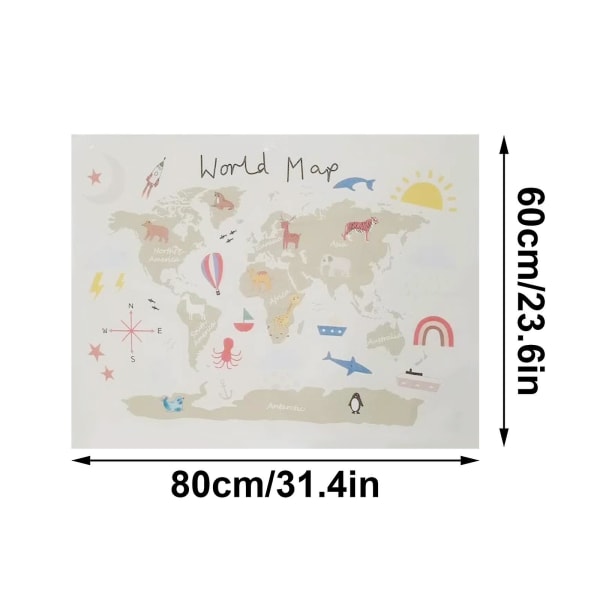 Sarjakuva maailmankartta Seinään ripustettava taide Taustakartat Lastenhuoneen sisustus