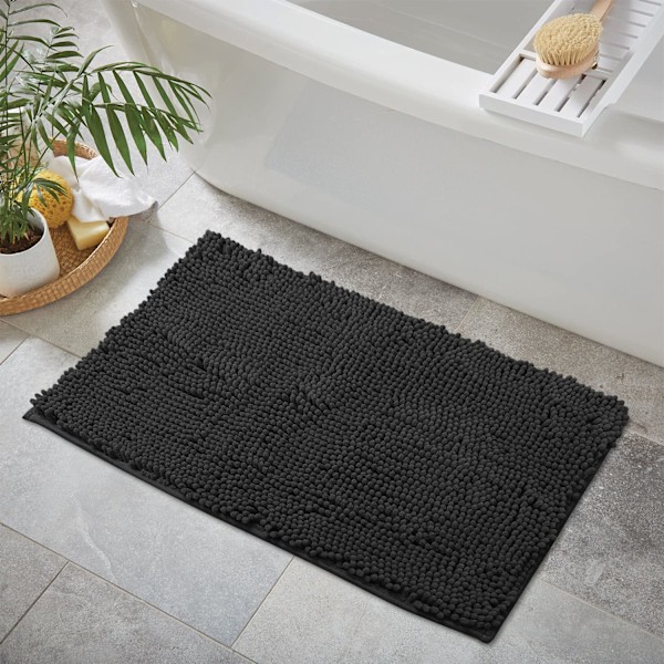 Badrumsmatta - Extra mjuk plysch badrumsmatta för dusch, 2,5 cm Chenille Mikrofibermaterial, Superabsorberande lurvig badrumsmatta Ljusgrå Light Gray 40×60CM
