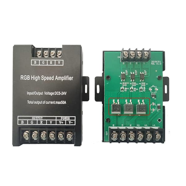 4X LED 30A 50A 400W RGB højhastighedsforstærker LED enkeltfarveforstærker repeater til lysstrimmel Black