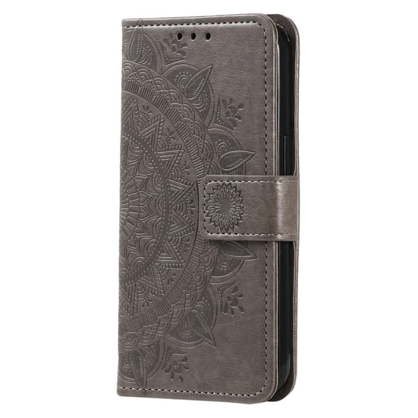 Samsung Galaxy S24 Cover Mandala Læder Grå~CJY 62