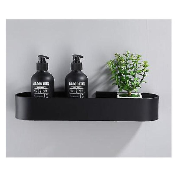 Duschhylla utan borrning, självhäftande duschhylla för badrum i rostfritt stål, 30 cm, svart