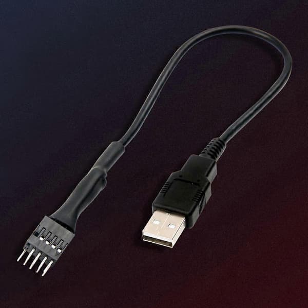 9-pin hann til ekstern USB A hann PC hovedkort intern dataforlengelseskabel 20 cm Black