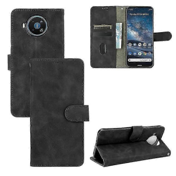 Etui til Nokia 8.3, Premium Lær med Kortholder, Flip Folio Magnetisk Etui Coque - Black