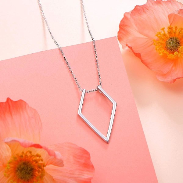 S925 Sterling Sølv Rhombus Hengesmykke Ringholder