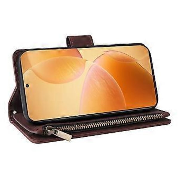Til Xiaomi 14T Pro Etui Lynlås Pung Flere Kortpladser Læder Telefon Etui (Style C)