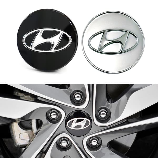4-pakning - Hyundai Senterkopper / Hjulkapsler Emblem - Bil 65 70 60mm - Silver