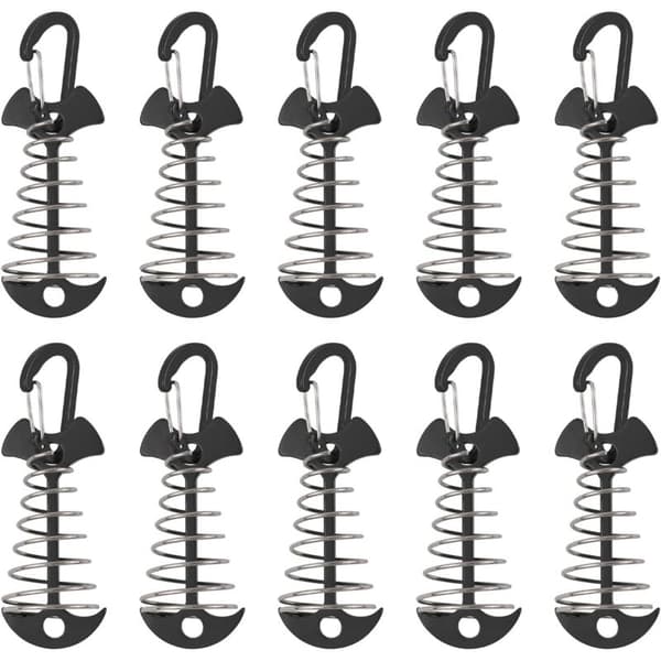 Deck Anchoring Pegs, 10 Pcs Aluminum Wind Jacket Aluminum with Spring Loop, Portable Anchor for Outdoor Campsite