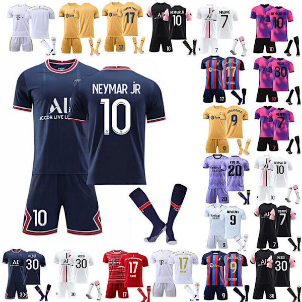 23-24 Barnset Träningsdräkter Kortärmad tröja+shorts+strumpa sportset inter miami 23/24 bortaställ #10 inter miami 23/24 away kit #10 #28 (12-13 years)