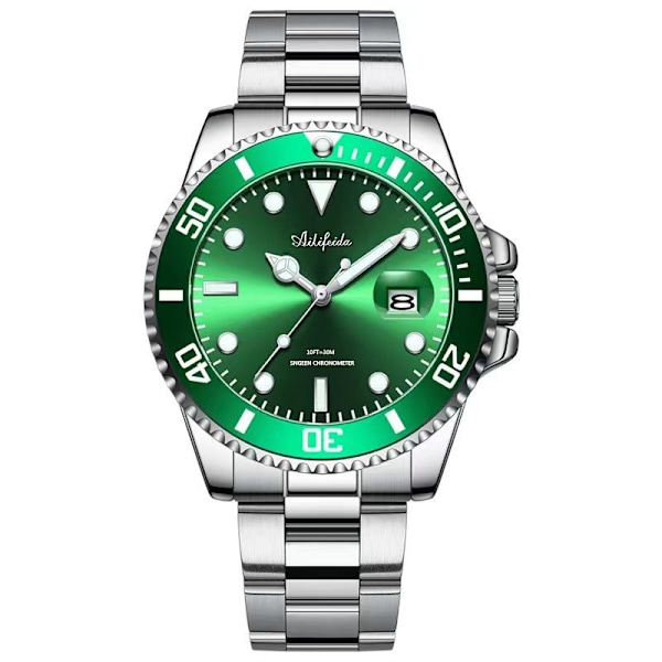 Halloween-gave grønn Submariner automatisk mekanisk klokke Svart Submariner herreklokke i rustfritt stål med lysende funksjon og vanntett Green